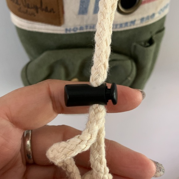 Selina Vaughan Studios green canvas repurposed upcycled grain bag crossbody bag - Picture 9 of 12